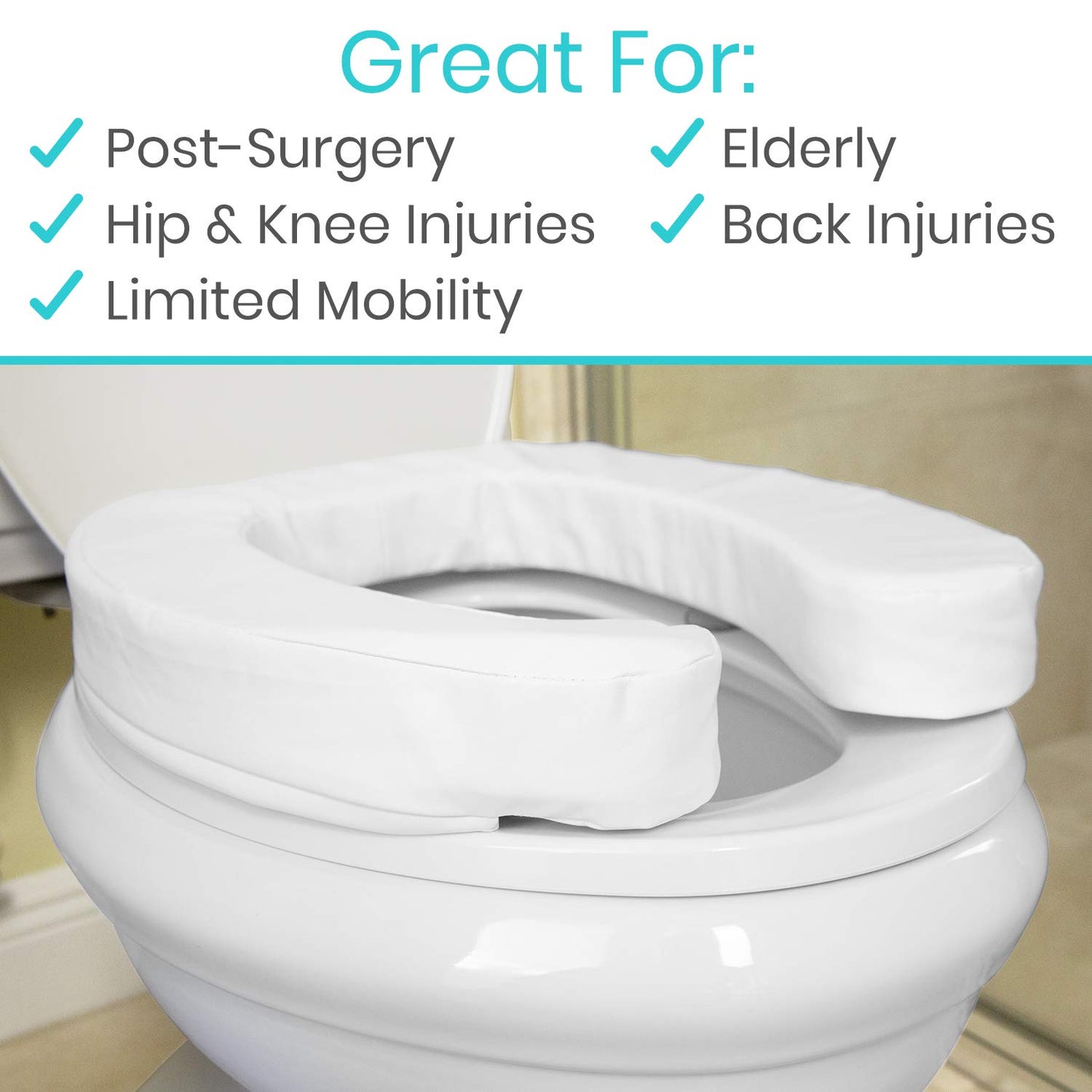 (White) Vive Toilet Seat Cushion For Pain Relief