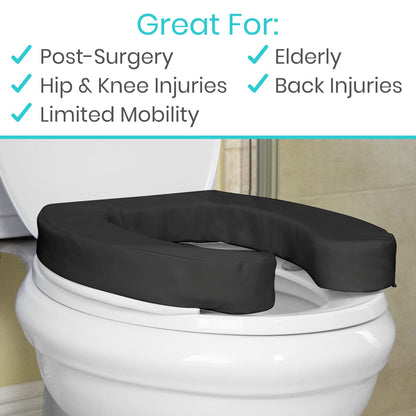 (Black) Vive Toilet Seat Cushion For Pain Relief