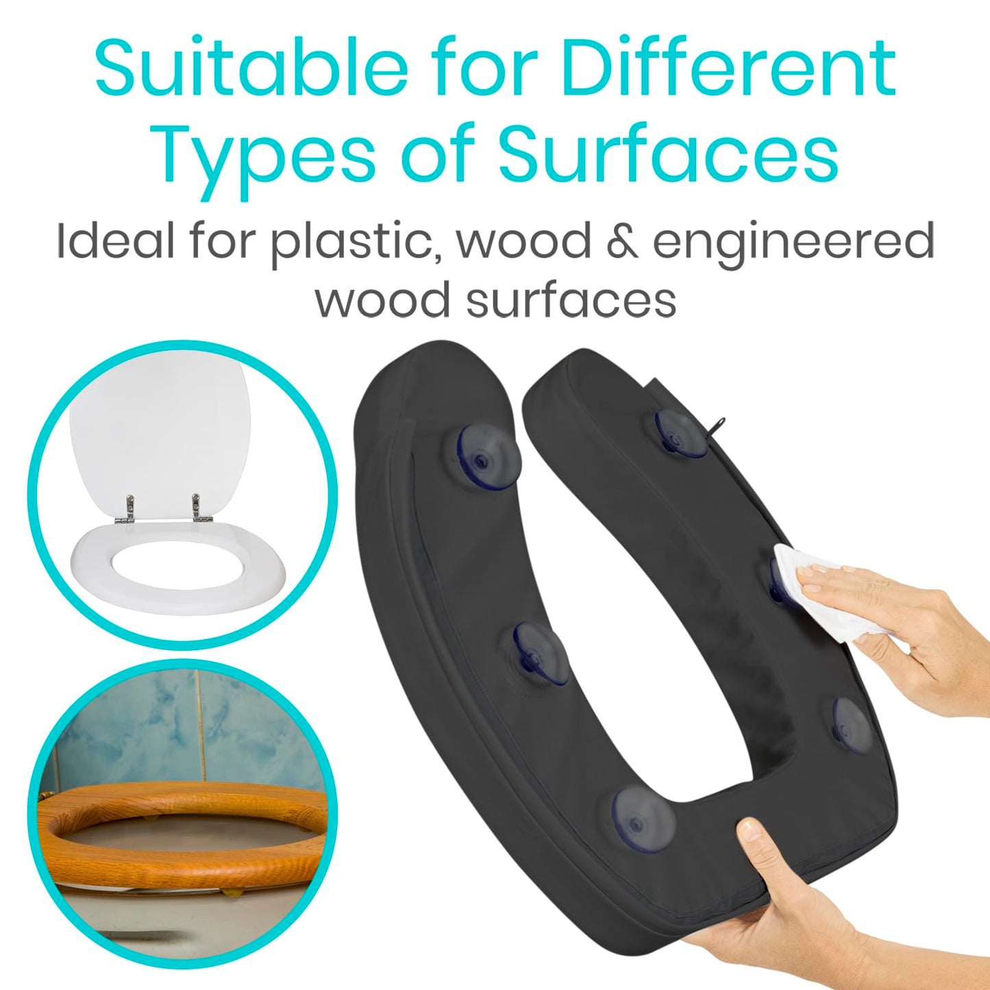 (Black) Vive Toilet Seat Cushion For Pain Relief