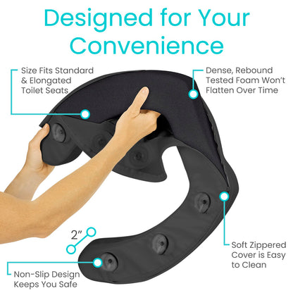 (Black) Vive Toilet Seat Cushion For Pain Relief